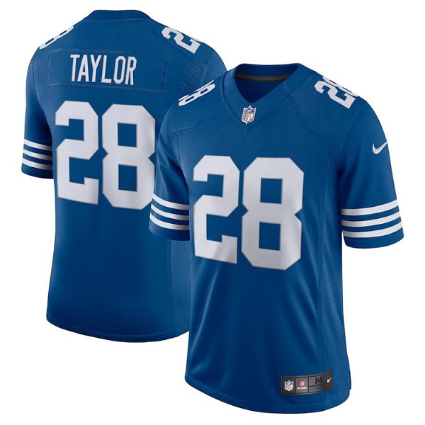 Men's Indianapolis Colts #28 Jonathan Taylor Royal 2021 Limited Stitched Jersey